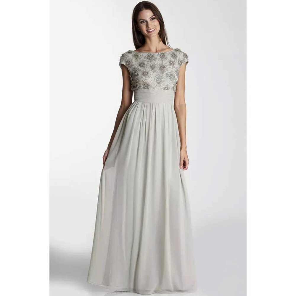 $380 JS COLLECTIONS Embellished Cap Sleeve Chiffon Gown WEDDING 8